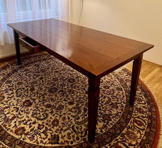 Image 1 of Gründerzeit-style dining table from the 1960s, made of solid cherry wood, Mid Century, excellent condition