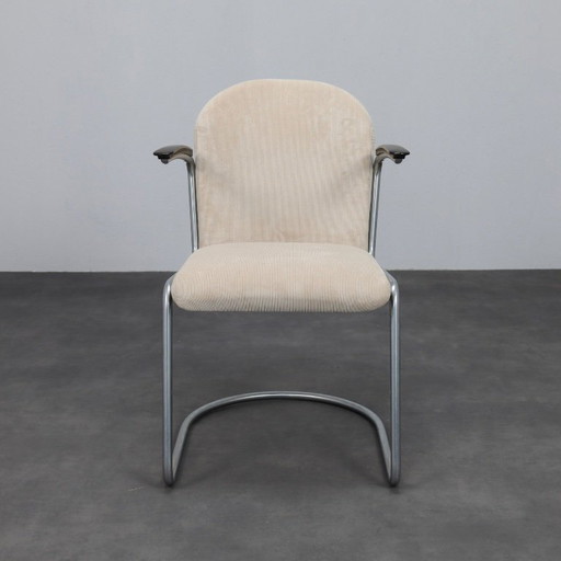 Set di tre poltrone in acciaio tubolare Gispen 413 di W.H. Gispen, Paesi Bassi, anni '50