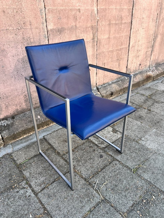 Image 1 of 8 sillas de comedor Arco Frame / Cuero azul / Burkhard Vogtherr