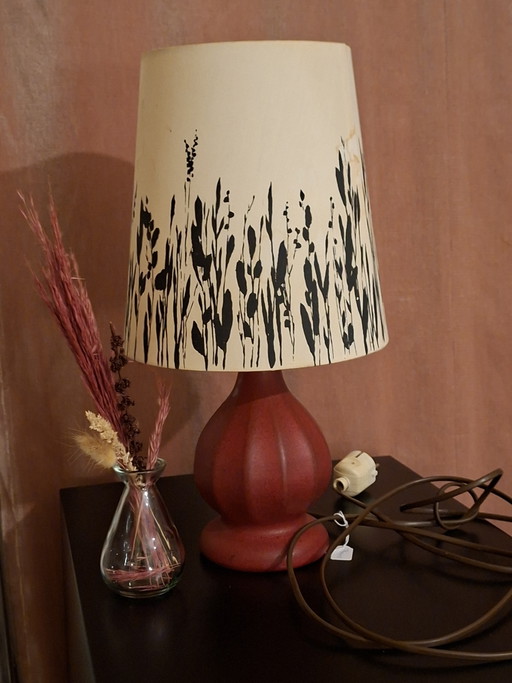 Lampe vintage Bay Keramik (Modèle 587/20) Avec abat-jour botanique IKEA Läns – Mid-Century Modern