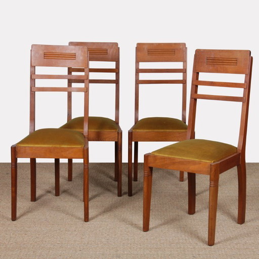 Set van 4 stoelen, Frans werk uit de jaren 1950.