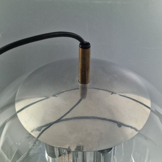 Image 1 of Vintage Space Age hanglamp, glas en verchroomd metaal, toegeschreven aan Doria Leuchten (jaren 60)