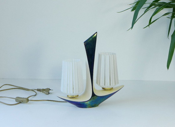 Rare vintage Art Deco table lamp, Verceram France, 1950s/60s – Glass, Ceramic (photo 5 of 10)