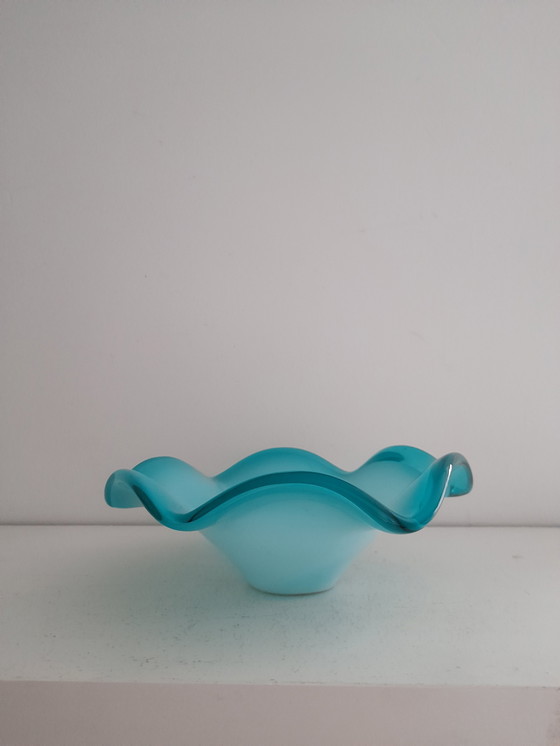 Image 1 of Vintage turquoise glazen lege zak