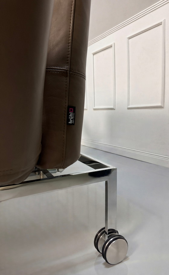 Image 1 of Brühl Roro Leder Braun Sofa met Rollen