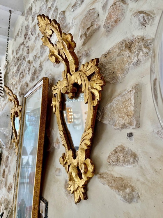 Image 1 of Pair of Louis XV style wooden mirrors, Spain 1950s