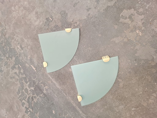 2 estantes de esquina de cristal vintage para baño