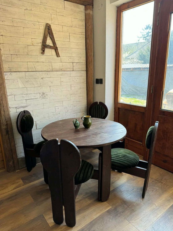 Vintage Dining Set by Szedleczky Mária, 1960s, Set of 5, Brown, Mid Century Modern (photo 3 of 5)