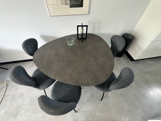 Bree’s New World - Steely Dining Table With 5 Matching Rikki Chairs – Bree's New World, Metal, Textile (photo 3 of 6)