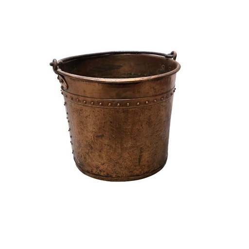 Antique nailed copper milk bucket, 18/19th century