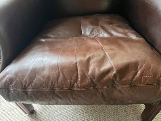 Image 1 of Mooie klassieke leren oorfauteuil