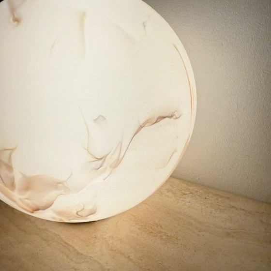 Image 1 of Vintage glass table lamp marble decor , 1970s 