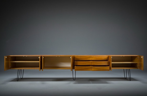 Image 1 of  Mid-Century Wall Unit Cabinet and Sideboard in Walunt, 1970s, Set of 2