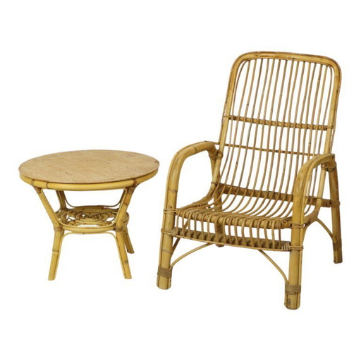 Italian Rattan Armchair French Riviera Boho