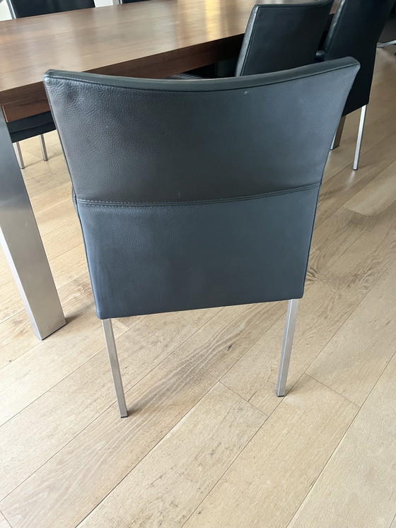Bert Plantagie eettafel met 6 lederen stoelen – Eetkamerset, Leather, Metal (photo 6 of 8)