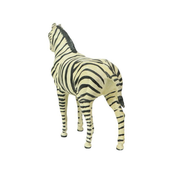 Image 1 of Vintage Zebra Paper Mache and Leather
