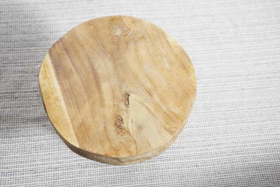 Taburete de Raíz de Teca, Mesa Auxiliar Escultórica de Madera Natural, Soporte Rústico Orgánico Wabi Sabi de (foto 10 de 16)