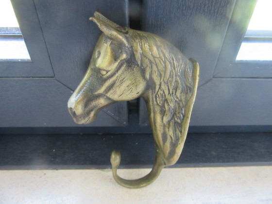 Image 1 of Gancio appendiabiti vintage in ottone a forma di testa di cavallo (rif. 110726010)