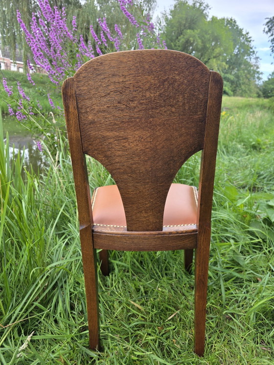 Image 1 of Set Van 6 Amsterdamse School Eetkamerstoelen | Jaren 20