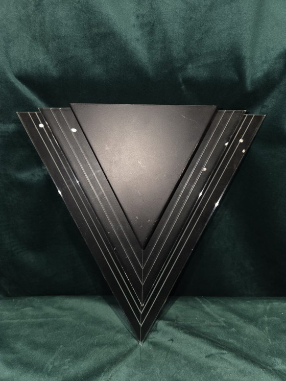 Image 1 of Set of 2 vintage triangular wall lamps – black/smoked glass – Herda design