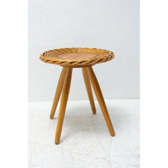 Image 1 of Vintage rattan stool by Jan Kalous for ÚLUV, Czechoslovakia 1960s