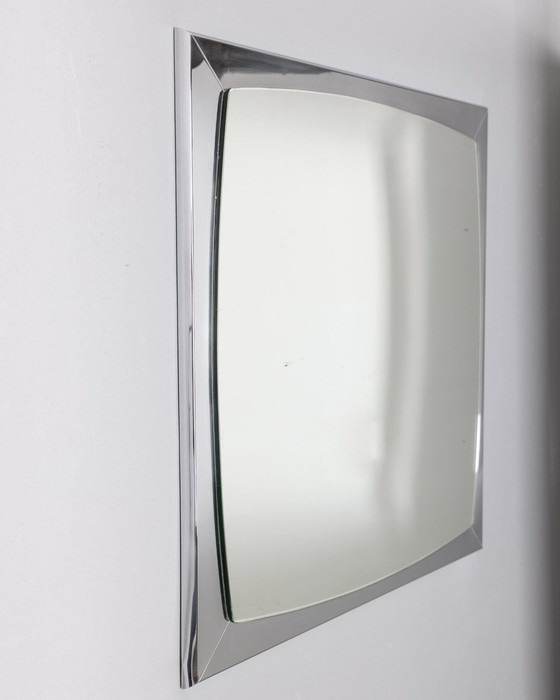 Image 1 of Vintage 70s Wall Mirror in Chromed Metal Italian Design