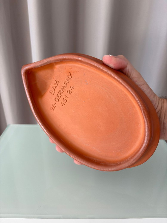 Piatto vintage in terracotta a forma di riccio per crescione, prodotto dalla B.A.F. Germania Ovest | Anni '70 (photo 3 of 10)