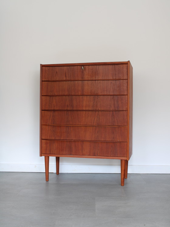 Cassettiera vintage danese in teak, alta! – Cassettiere, Wood (photo 3 of 10)