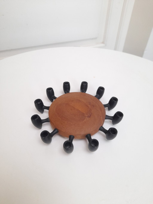 Candelabro Digsmed de teca y metal para 12 velas