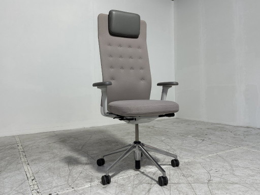 Vitra ID Trim L Directiestoel - Antonio Citterio - Nieuwstaat - Hoofdsteun & Aluminium – bureaustoelen, Leather, Textile