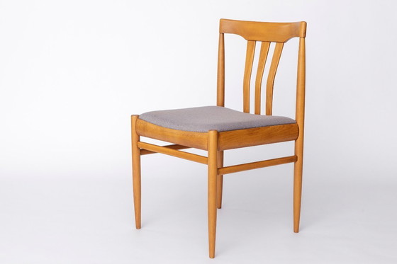 Image 1 of Set of 4 Vintage German Dining Chairs, 1960s, Beechwood Frame, Newly Upholstered in Light Blue Fabric, Mid-Century Modern