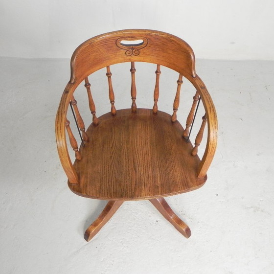 Image 1 of Silla de oficina de roble con sistema de muelles y altura regulable, década de 1930.