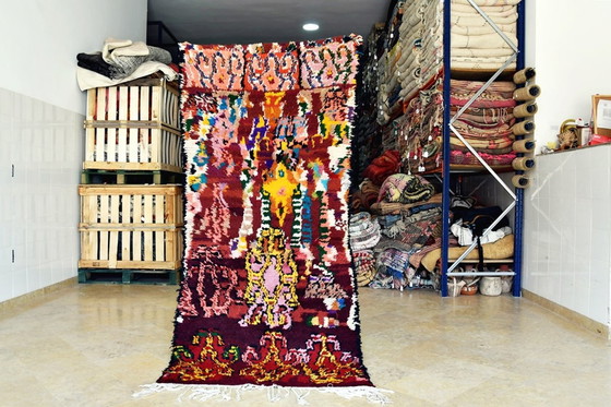 Image 1 of Vintage Marokkaans Boucherouite vloerkleed - 214 x 95 cm