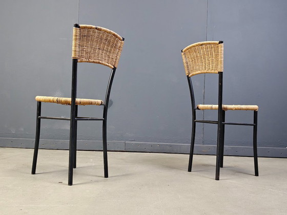 Image 1 of Vintage wicker dining chairs, 1980s - set of 4