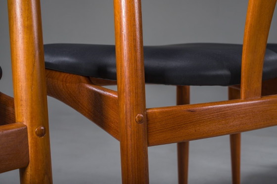 Image 1 of Juliane Dining Chairs in Teak and Black Leather by Johannes Andersen for Uldum Møbelfabrik, Denmark, 1960s, Set of 6