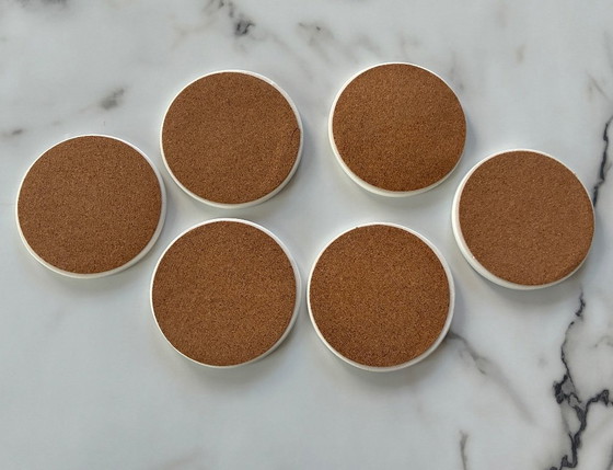 Image 1 of Juego de 6 posavasos de cerámica con motivos étnicos.