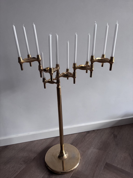 Opportunità Unica! Esclusivo Stoff Nagel Portacandele da Terra Dorato (Anni '60) Set Completo con Candele