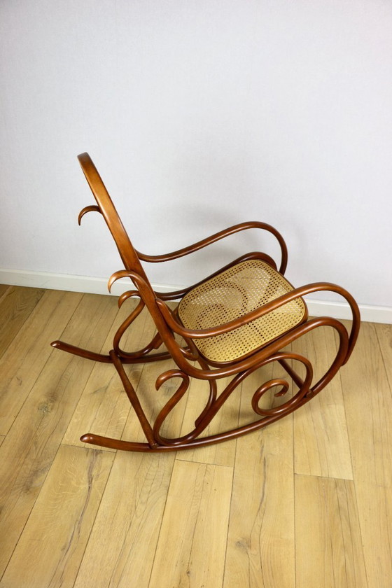Image 1 of Rocking chair on runners, original light brown, 1970s - perfect like new