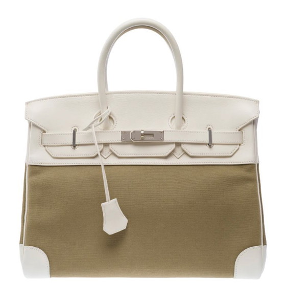 Image 1 of Sac HERMES Birkin 35 en Toile Vert - 103485 Sale price