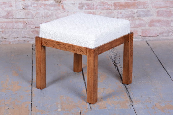 Sgabello Art Déco restaurato, di Krásná Jizba, Rovere, Rivestito, Ceco, anni '30, Poggiapiedi e pouf, Legno (foto 7 di 8)