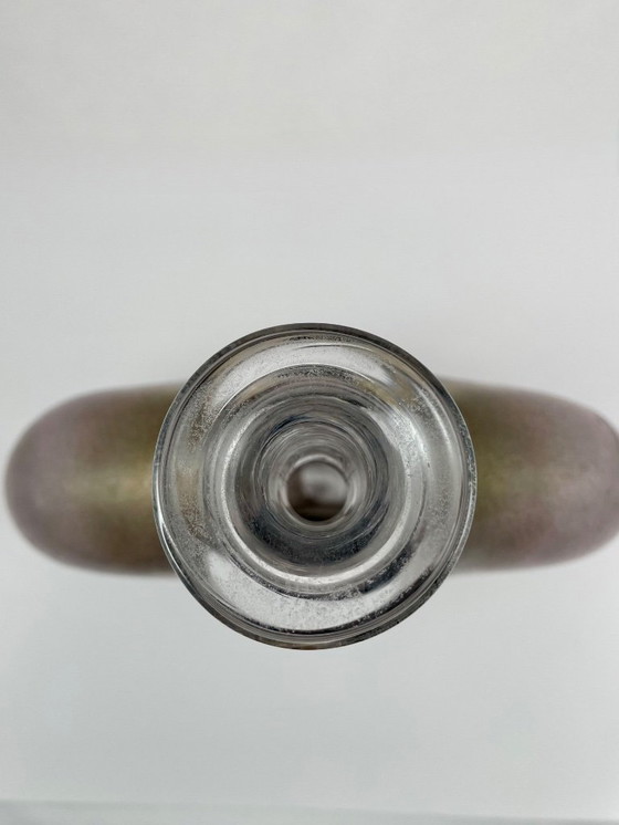 Image 1 of Art Glass Decanter – Attributed to Erik Höglund – Swedish Design – Frosted Brown & Clear Glass – Sculptural Bottle with Cork – S