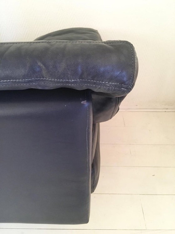 Image 1 of Durlet Cornelius blauw lederen bank, model jaren 80