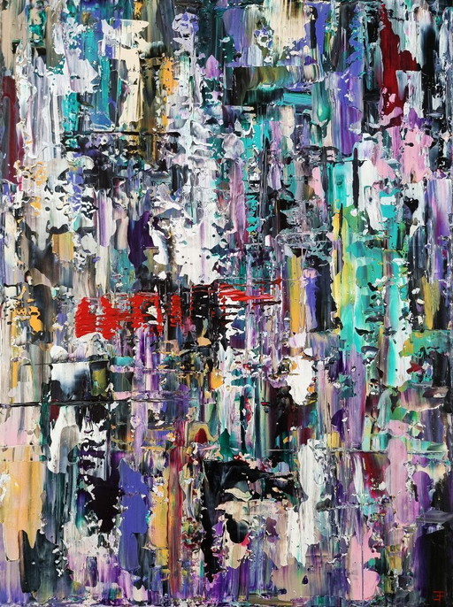 Frances Eckhardt- Abstract modern colorful painting 60x80 cm framed