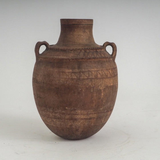 Primitive Terracotta Vessel With Hand-Painted Geometric Details – Vases, Ceramic (photo 3 of 12)