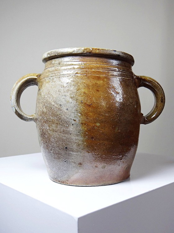 Pot ancien en grès de Puisaye à deux anses, fin XIXe-début XXe, Objets déco, Céramique, Marron, Rustic (photo 6 sur 11)