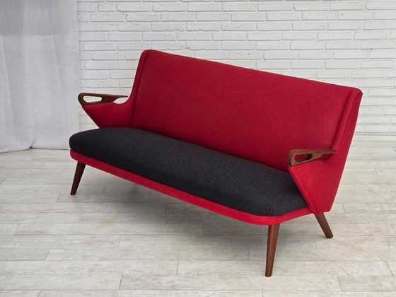 Image 1 of Sofá de dos plazas, diseño danés de Ch. F. Brodersen, década de 1960, retapizado.