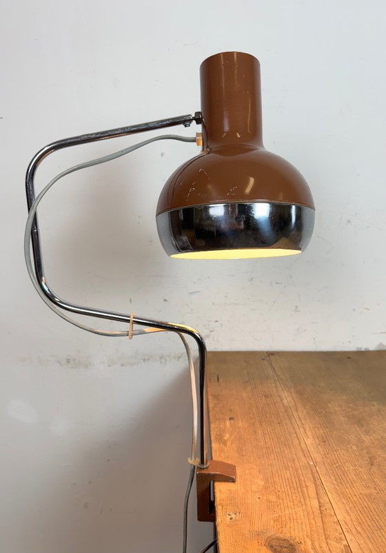 Image 1 of Bruine industriële bureaulamp, jaren 70