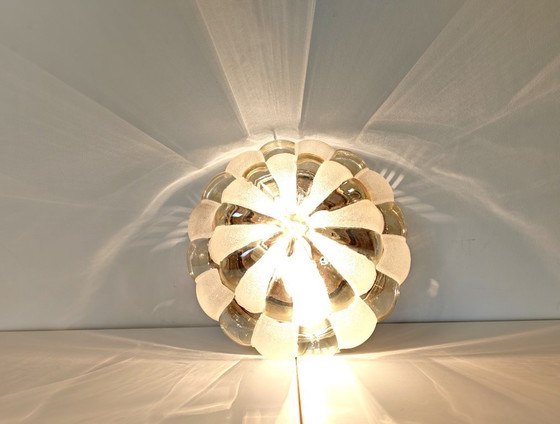 Image 1 of XXL Plafoniera in vetro trasparente d'epoca / Sconce di metà secolo moderno / Lampada da parete ad incasso / Vetro soffiato a ma