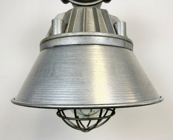 Image 1 of Large Industrial Cast Aluminium Cage Pendant Light from Polam Wilkasy, 1970s