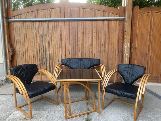 Mid-Century Leather Sofa, Armchair and Table, Set of 4 – Lounge sets, Mid Century Modern (photo 7 of 8)